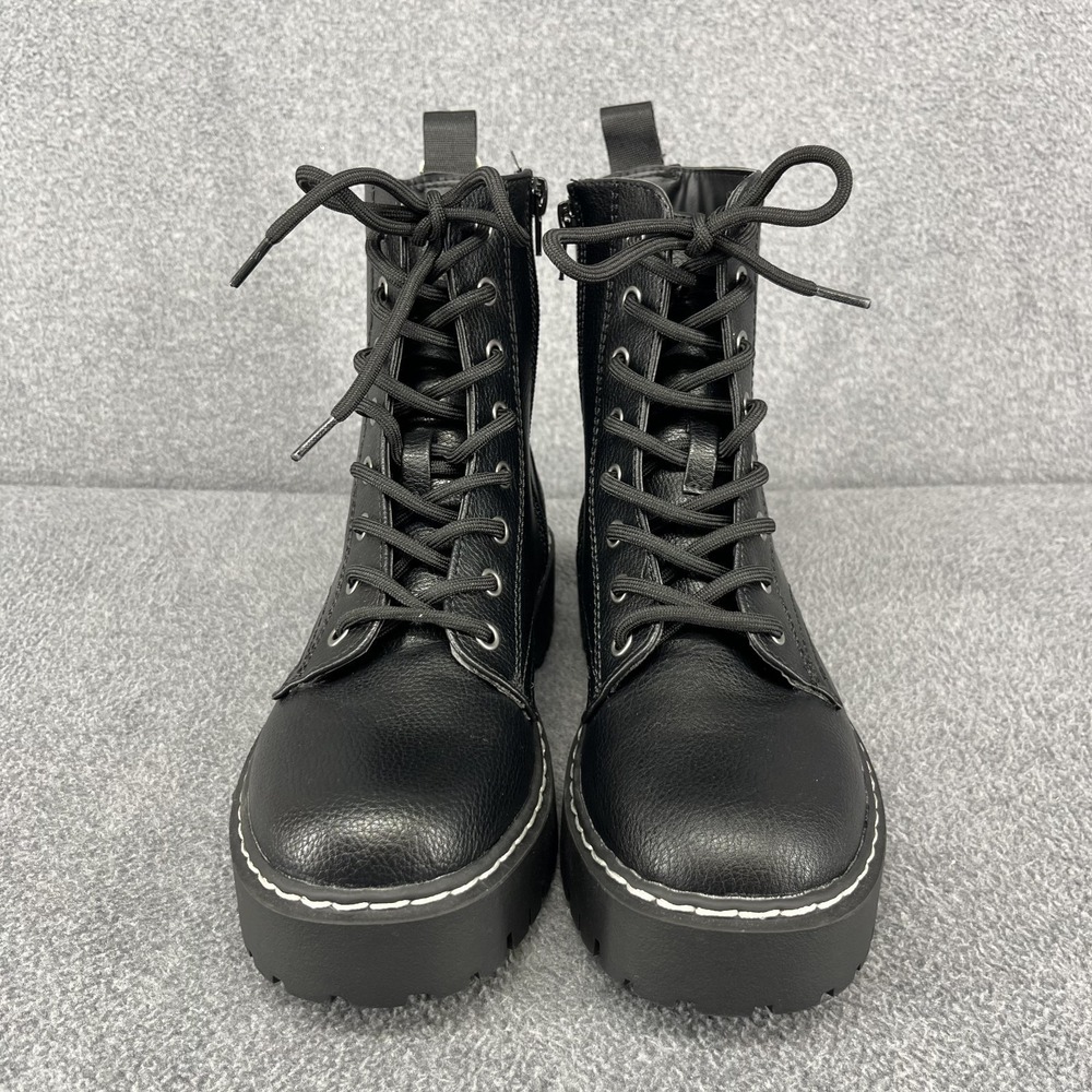 Sincerely Jules Harley Chunky Combat Leather Boots Women's‎ 7 M Black - Picture 3 of 13